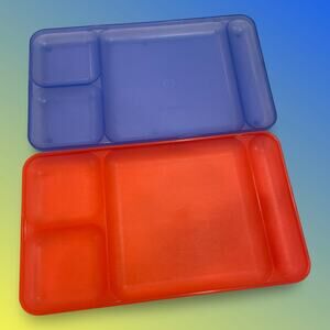 Tupperware Divided Trays 1535 Lunch TV Dinner Picnic Camping Lot x2 Purple Pink